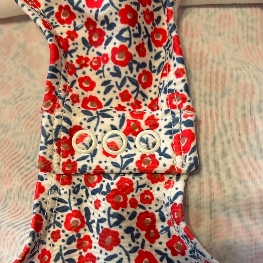 Kids Floral One Piece Swimsuit - Red and White - Picture 6 of 6
